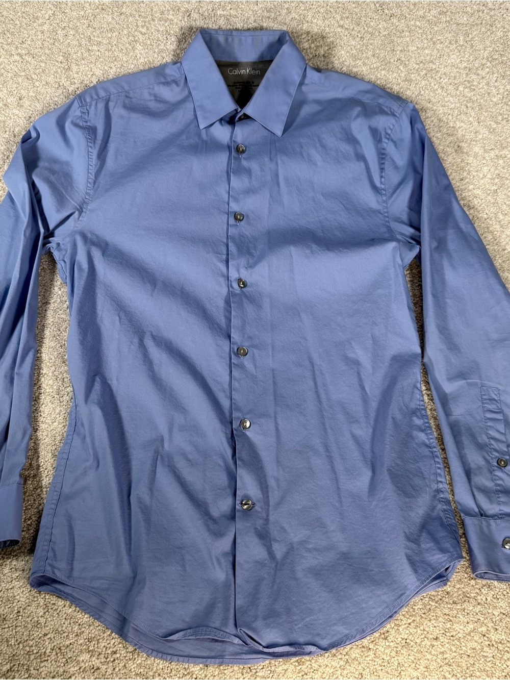 Calvin Klein Men's Extreme Slim-Fit Dress Shirt Blue Small 14-14 1/2 32/33